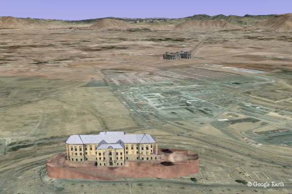 Planung Tape Taj Beg Palast mit Sicht auf den Darulaman-Palast und Kabul